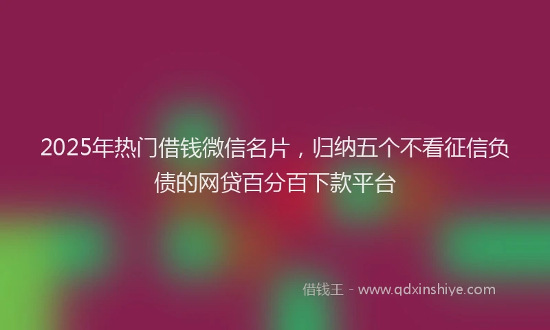 2025年热门借钱微信名片，归纳五个不看征信负债的网贷百分百下款平台
