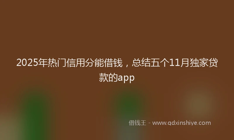 2025年热门信用分能借钱，总结五个11月独家贷款的app