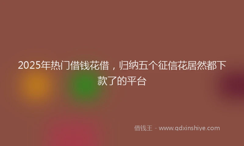 2025年热门借钱花借，归纳五个征信花居然都下款了的平台
