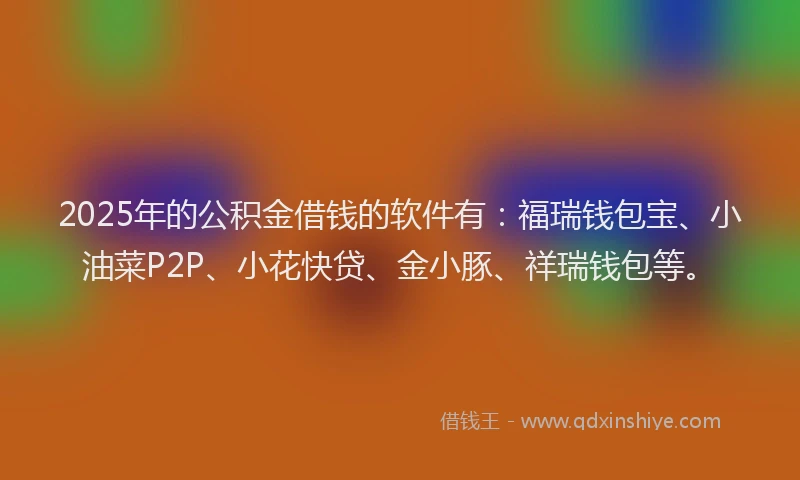 2025年的公积金借钱的软件有：福瑞钱包宝、小油菜P2P、小花快贷、金小豚、祥瑞钱包等。
