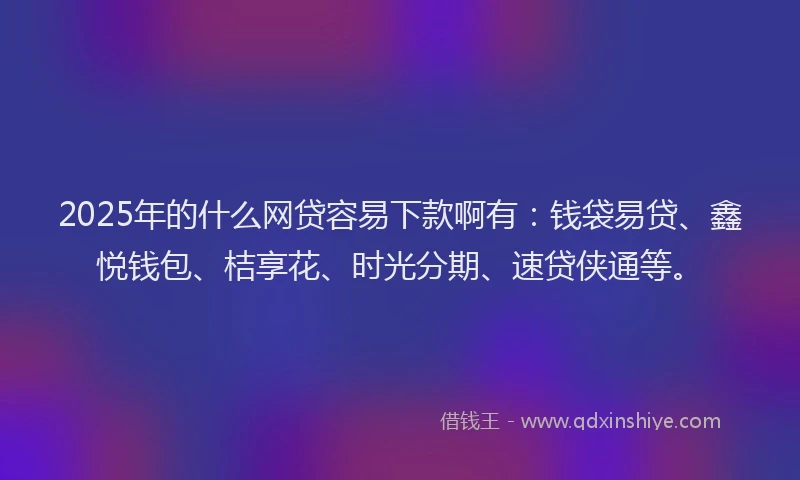 2025年的什么网贷容易下款啊有：钱袋易贷、鑫悦钱包、桔享花、时光分期、速贷侠通等。