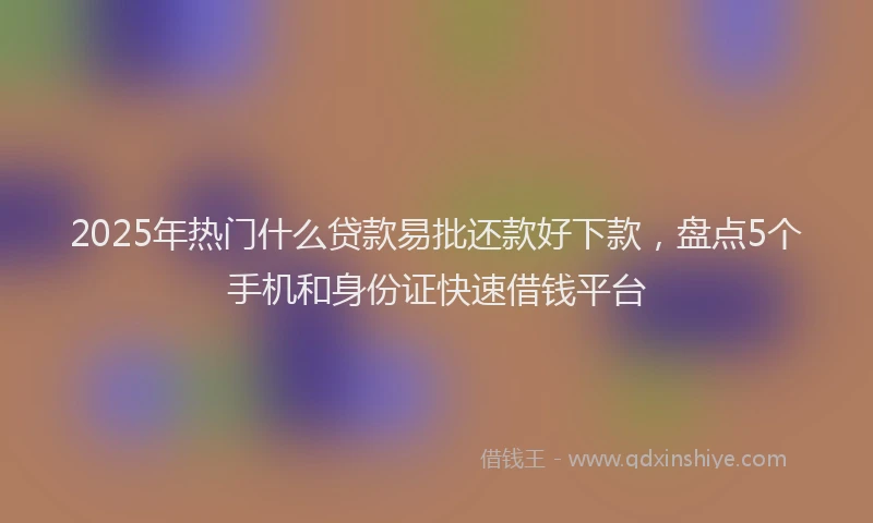 2025年热门什么贷款易批还款好下款，盘点5个手机和身份证快速借钱平台