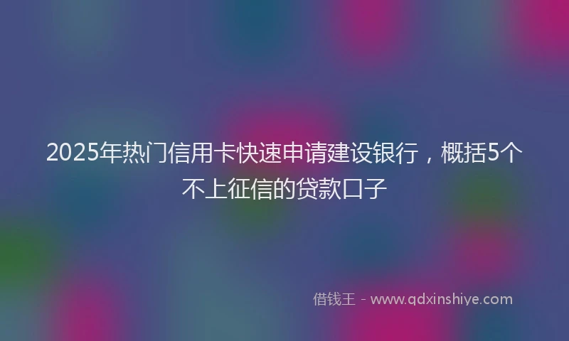 2025年热门信用卡快速申请建设银行，概括5个不上征信的贷款口子