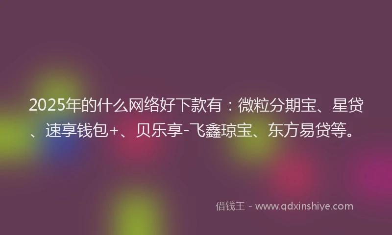 2025年的什么网络好下款有：微粒分期宝、星贷、速享钱包+、贝乐享-飞鑫琼宝、东方易贷等。