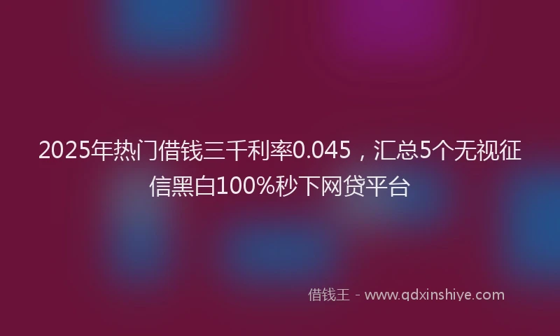 2025年热门借钱三千利率0.045，汇总5个无视征信黑白100%秒下网贷平台