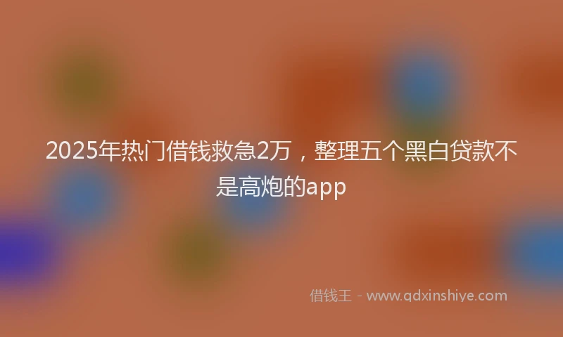 2025年热门借钱救急2万，整理五个黑白贷款不是高炮的app
