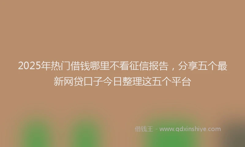 2025年热门借钱哪里不看征信报告，分享五个最新网贷口子今日整理这五个平台