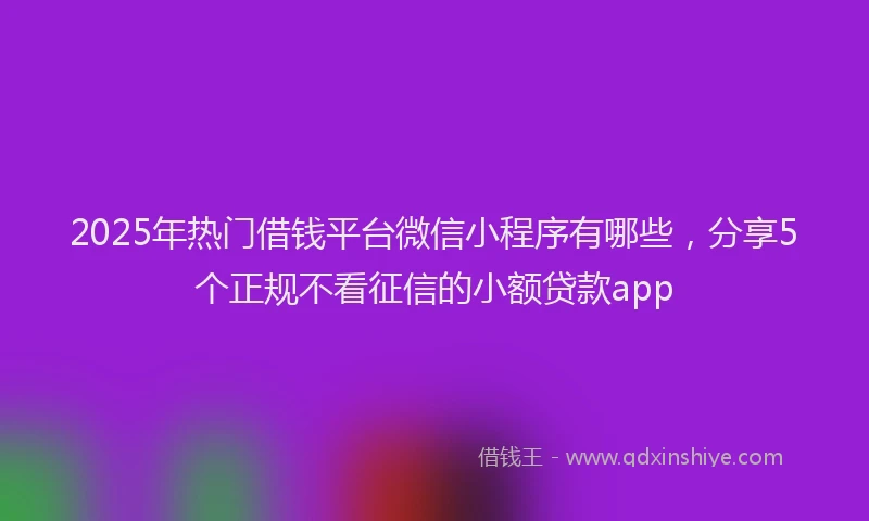 2025年热门借钱平台微信小程序有哪些，分享5个正规不看征信的小额贷款app