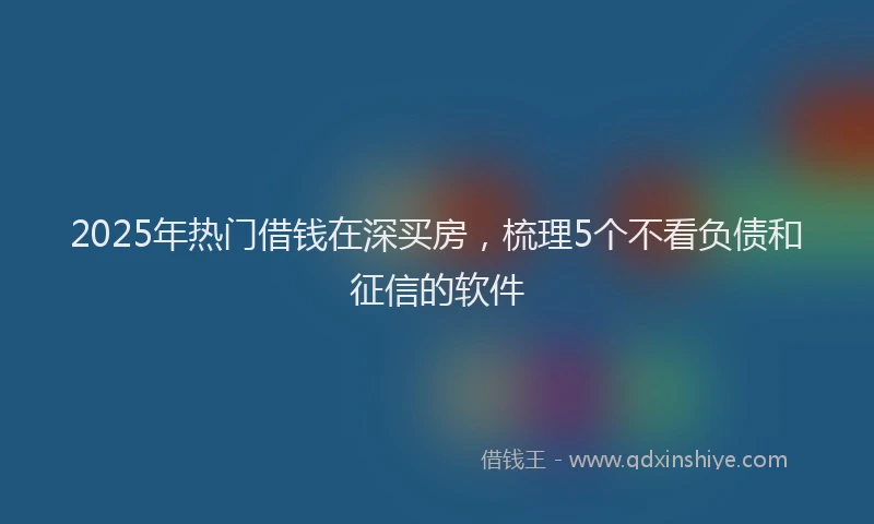 2025年热门借钱在深买房，梳理5个不看负债和征信的软件