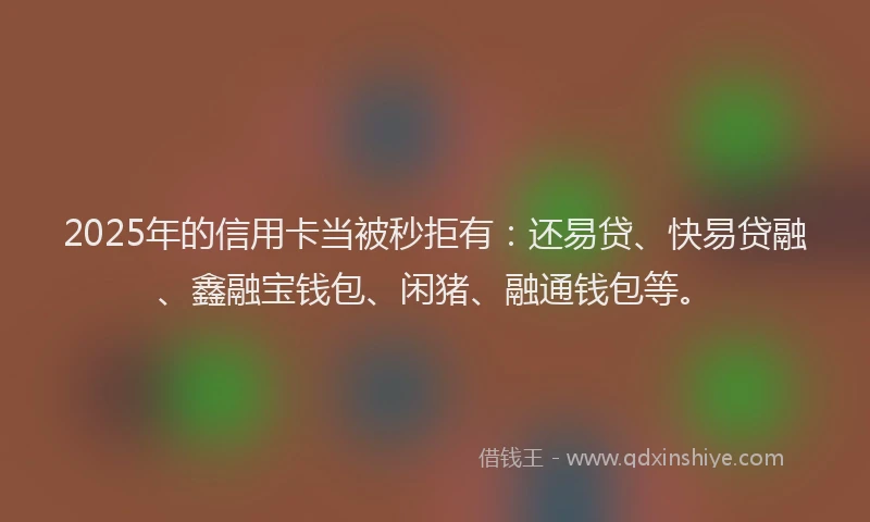 2025年的信用卡当被秒拒有：还易贷、快易贷融、鑫融宝钱包、闲猪、融通钱包等。