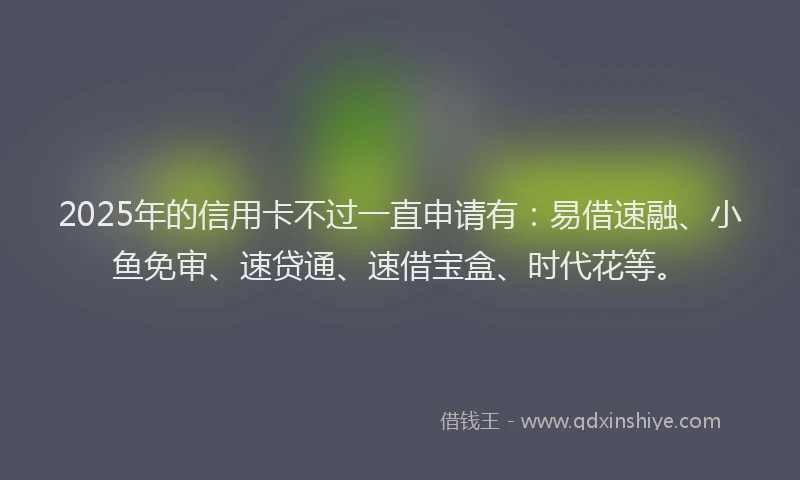2025年的信用卡不过一直申请有：易借速融、小鱼免审、速贷通、速借宝盒、时代花等。