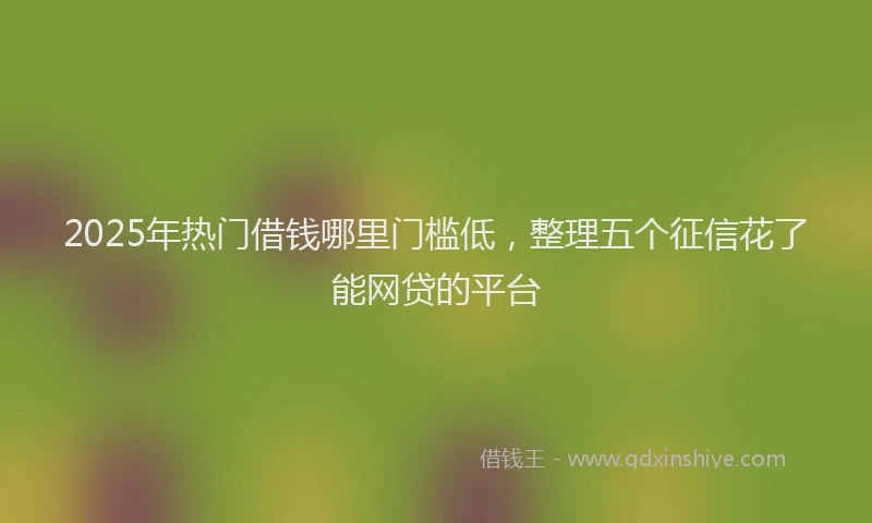 2025年热门借钱哪里门槛低，整理五个征信花了能网贷的平台