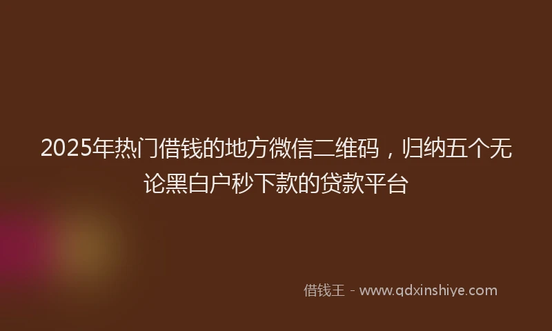 2025年热门借钱的地方微信二维码，归纳五个无论黑白户秒下款的贷款平台