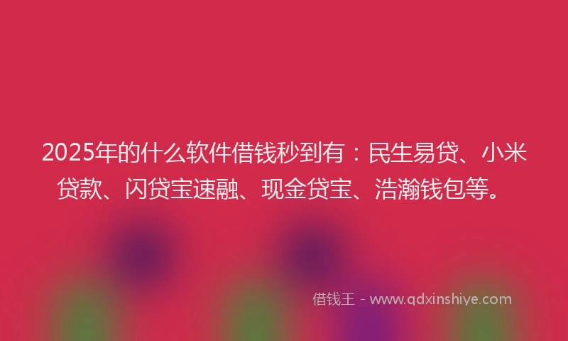 2025年的什么软件借钱秒到有：民生易贷、小米贷款、闪贷宝速融、现金贷宝、浩瀚钱包等。