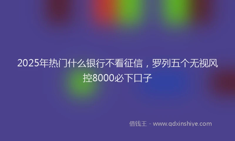 2025年热门什么银行不看征信，罗列五个无视风控8000必下口子