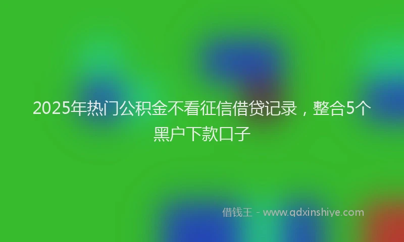 2025年热门公积金不看征信借贷记录，整合5个黑户下款口子