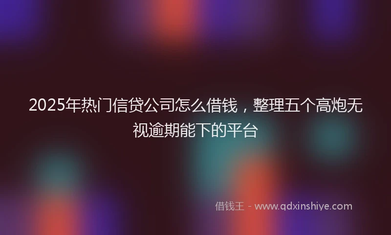2025年热门信贷公司怎么借钱，整理五个高炮无视逾期能下的平台
