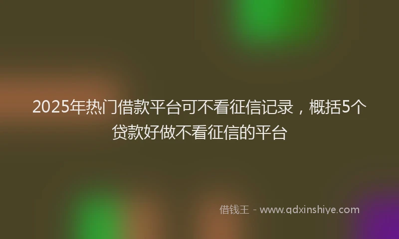 2025年热门借款平台可不看征信记录，概括5个贷款好做不看征信的平台