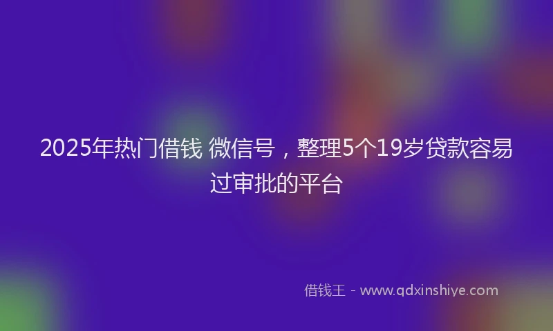 2025年热门借钱 微信号，整理5个19岁贷款容易过审批的平台