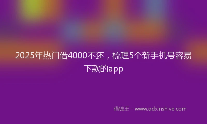 2025年热门借4000不还，梳理5个新手机号容易下款的app