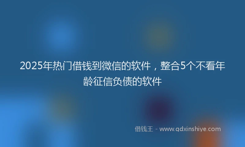 2025年热门借钱到微信的软件，整合5个不看年龄征信负债的软件