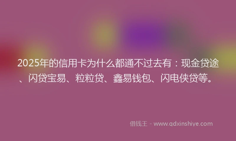 2025年的信用卡为什么都通不过去有：现金贷途、闪贷宝易、粒粒贷、鑫易钱包、闪电侠贷等。