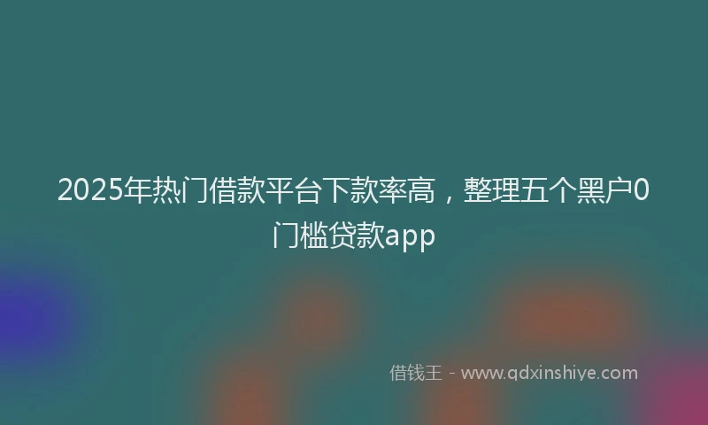 2025年热门借款平台下款率高，整理五个黑户0门槛贷款app