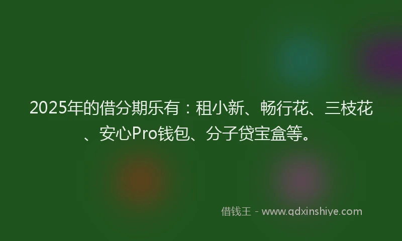 2025年的借分期乐有：租小新、畅行花、三枝花、安心Pro钱包、分子贷宝盒等。