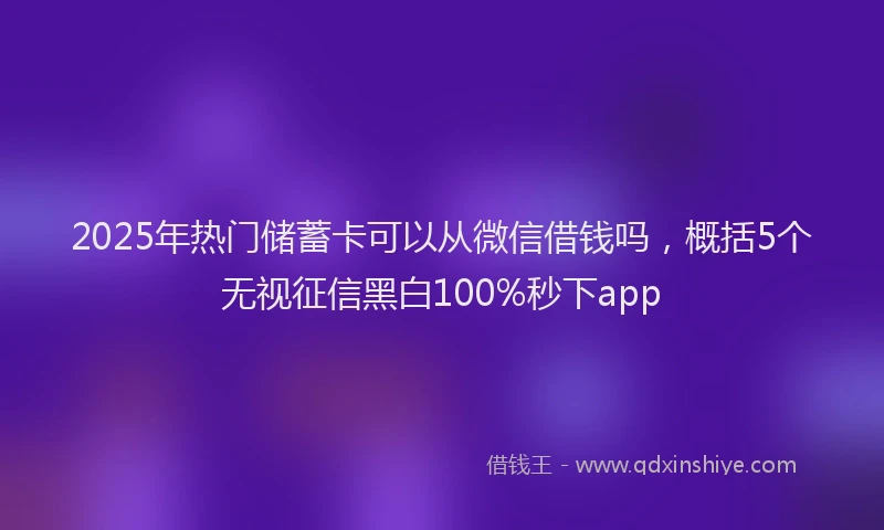 2025年热门储蓄卡可以从微信借钱吗，概括5个无视征信黑白100%秒下app