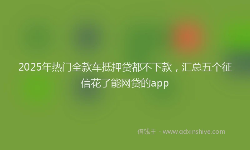 2025年热门全款车抵押贷都不下款，汇总五个征信花了能网贷的app