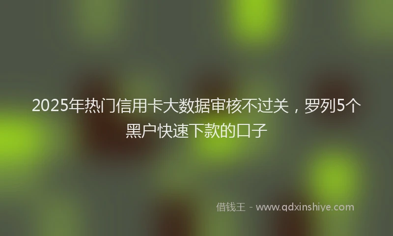 2025年热门信用卡大数据审核不过关，罗列5个黑户快速下款的口子