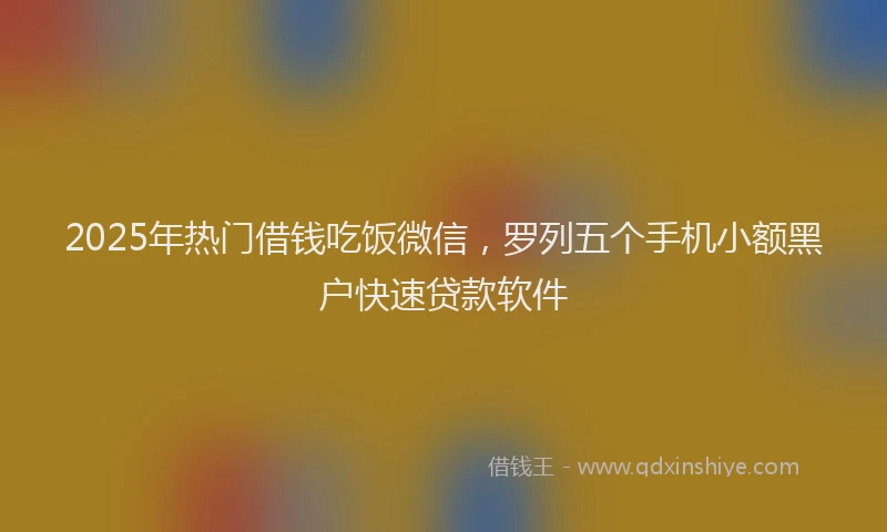 2025年热门借钱吃饭微信，罗列五个手机小额黑户快速贷款软件