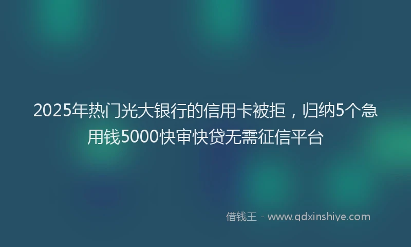 2025年热门光大银行的信用卡被拒，归纳5个急用钱5000快审快贷无需征信平台