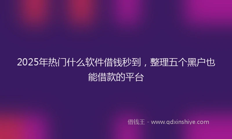 2025年热门什么软件借钱秒到，整理五个黑户也能借款的平台
