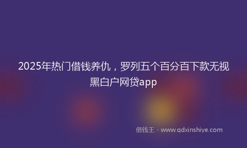 2025年热门借钱养仇，罗列五个百分百下款无视黑白户网贷app