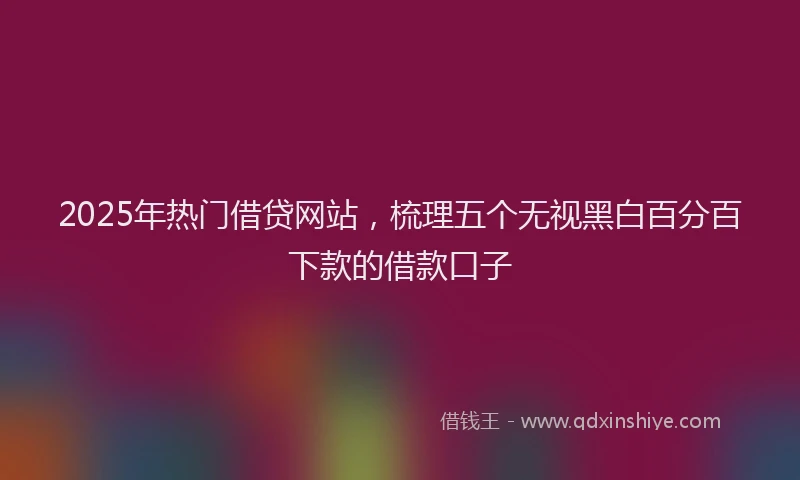 2025年热门借贷网站，梳理五个无视黑白百分百下款的借款口子