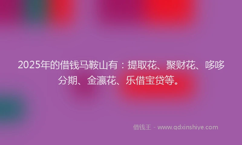 2025年的借钱马鞍山有：提取花、聚财花、哆哆分期、金瀛花、乐借宝贷等。