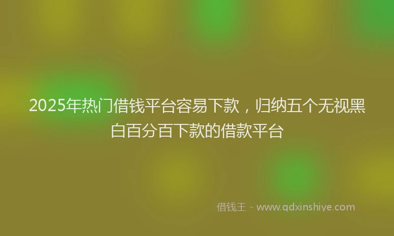 2025年热门借钱平台容易下款，归纳五个无视黑白百分百下款的借款平台
