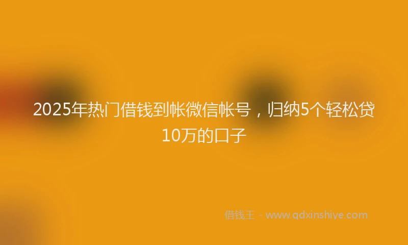 2025年热门借钱到帐微信帐号，归纳5个轻松贷10万的口子