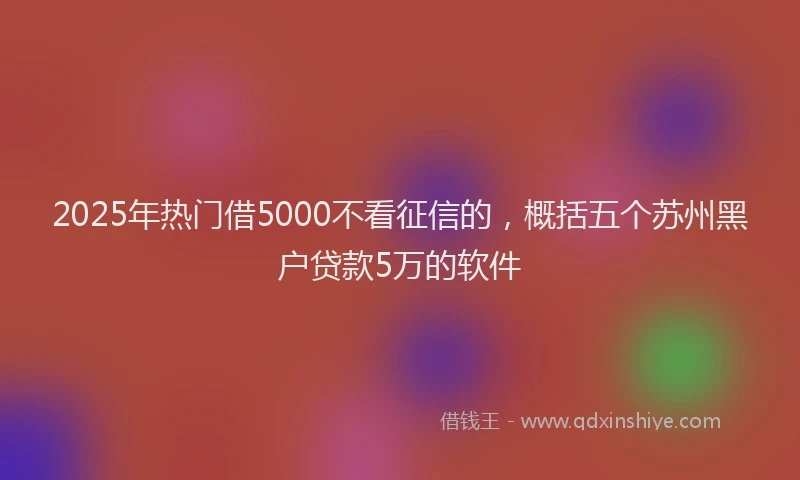 2025年热门借5000不看征信的，概括五个苏州黑户贷款5万的软件