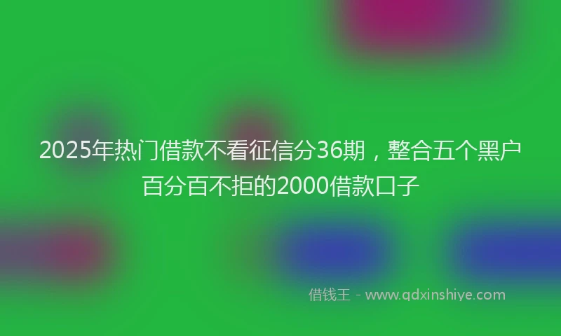 2025年热门借款不看征信分36期，整合五个黑户百分百不拒的2000借款口子