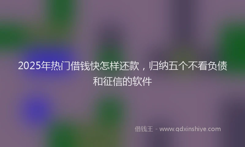 2025年热门借钱快怎样还款，归纳五个不看负债和征信的软件
