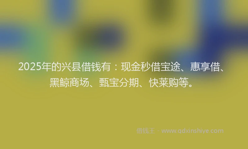 2025年的兴县借钱有：现金秒借宝途、惠享借、黑鲸商场、甄宝分期、快莱购等。