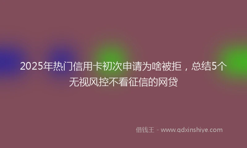 2025年热门信用卡初次申请为啥被拒，总结5个无视风控不看征信的网贷