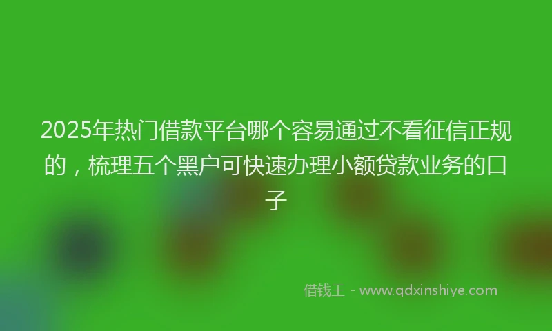 2025年热门借款平台哪个容易通过不看征信正规的，梳理五个黑户可快速办理小额贷款业务的口子