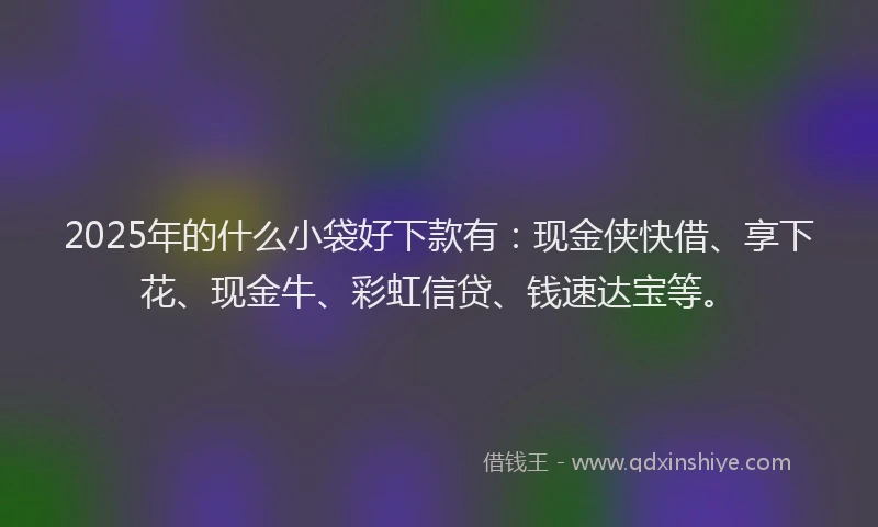 2025年的什么小袋好下款有：现金侠快借、享下花、现金牛、彩虹信贷、钱速达宝等。