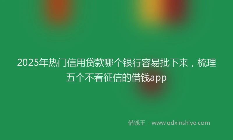 2025年热门信用贷款哪个银行容易批下来，梳理五个不看征信的借钱app
