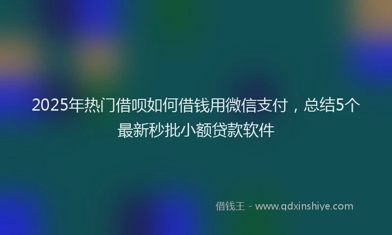 2025年热门借呗如何借钱用微信支付，总结5个最新秒批小额贷款软件