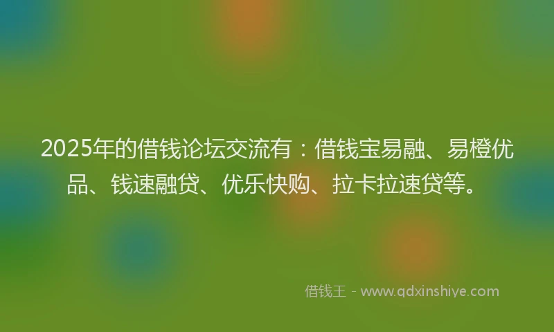 2025年的借钱论坛交流有：借钱宝易融、易橙优品、钱速融贷、优乐快购、拉卡拉速贷等。
