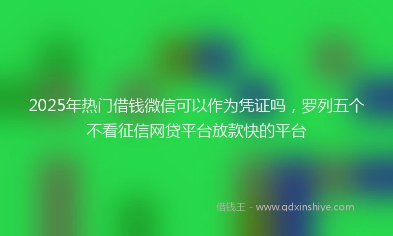 2025年热门借钱微信可以作为凭证吗，罗列五个不看征信网贷平台放款快的平台